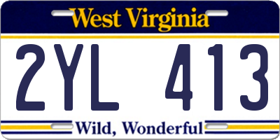 WV license plate 2YL413