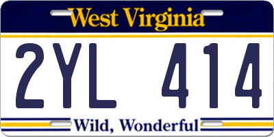 WV license plate 2YL414
