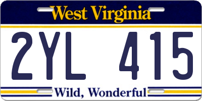 WV license plate 2YL415