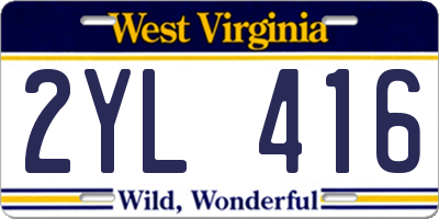 WV license plate 2YL416