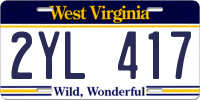 WV license plate 2YL417