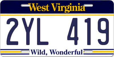 WV license plate 2YL419