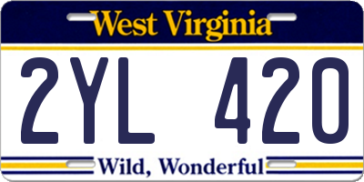 WV license plate 2YL420