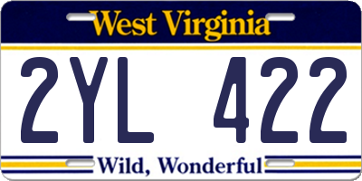 WV license plate 2YL422