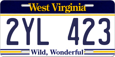 WV license plate 2YL423