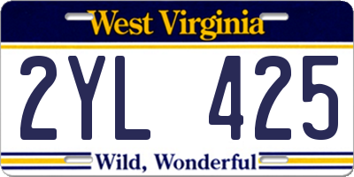 WV license plate 2YL425