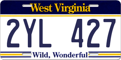 WV license plate 2YL427
