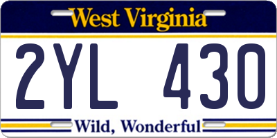 WV license plate 2YL430