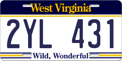 WV license plate 2YL431