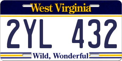 WV license plate 2YL432