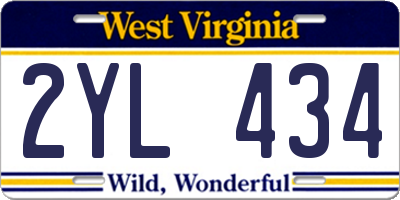 WV license plate 2YL434