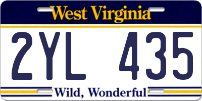 WV license plate 2YL435