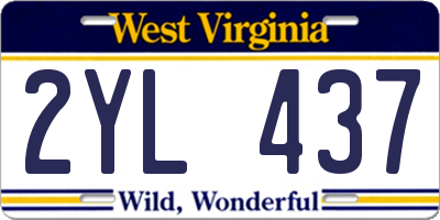 WV license plate 2YL437