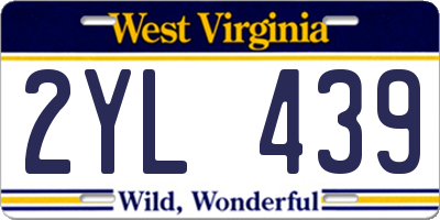 WV license plate 2YL439