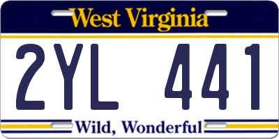 WV license plate 2YL441