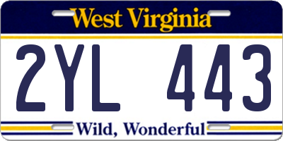 WV license plate 2YL443