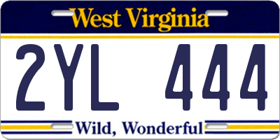 WV license plate 2YL444