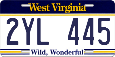 WV license plate 2YL445