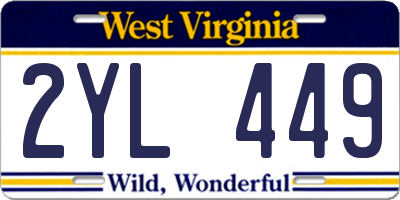 WV license plate 2YL449
