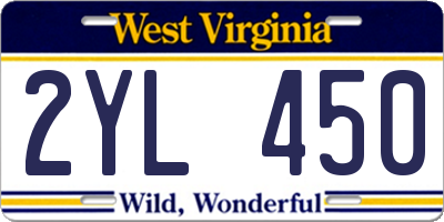 WV license plate 2YL450