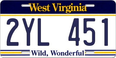 WV license plate 2YL451