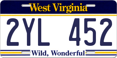 WV license plate 2YL452