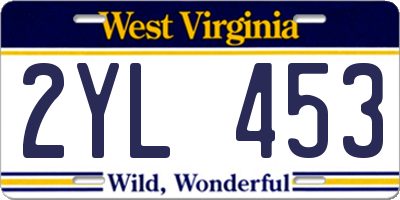 WV license plate 2YL453