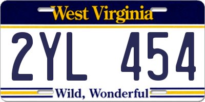 WV license plate 2YL454