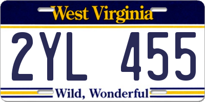 WV license plate 2YL455