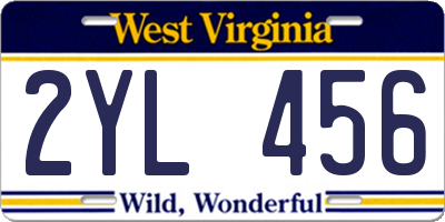 WV license plate 2YL456