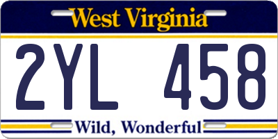 WV license plate 2YL458