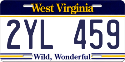 WV license plate 2YL459