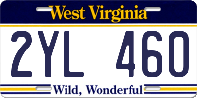 WV license plate 2YL460