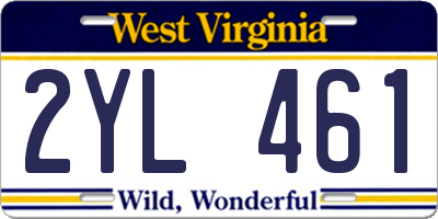 WV license plate 2YL461