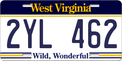 WV license plate 2YL462