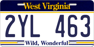 WV license plate 2YL463