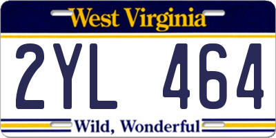 WV license plate 2YL464
