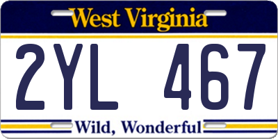 WV license plate 2YL467