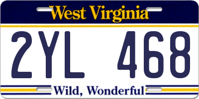 WV license plate 2YL468