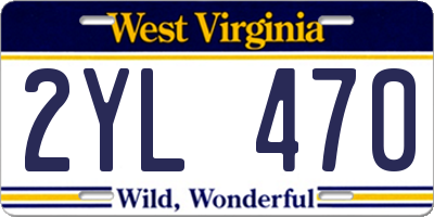 WV license plate 2YL470