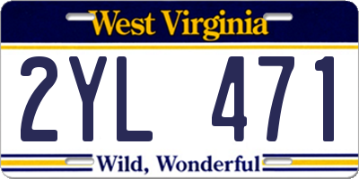 WV license plate 2YL471