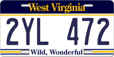 WV license plate 2YL472