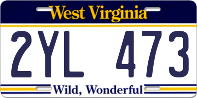 WV license plate 2YL473
