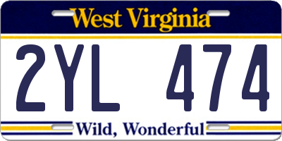 WV license plate 2YL474