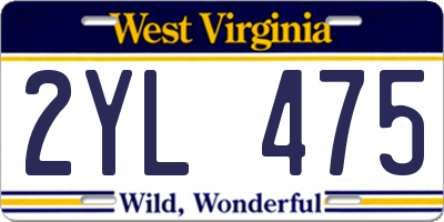 WV license plate 2YL475