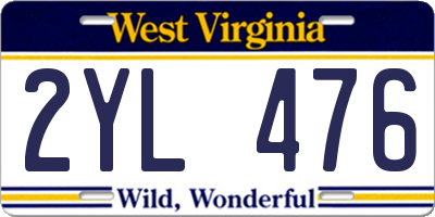 WV license plate 2YL476