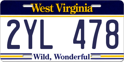 WV license plate 2YL478