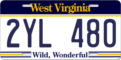 WV license plate 2YL480