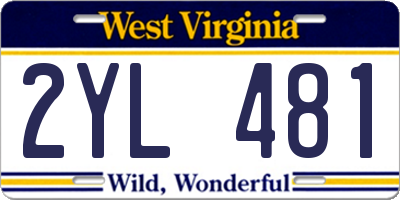 WV license plate 2YL481