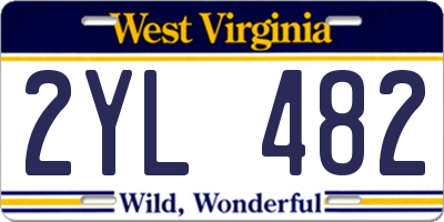 WV license plate 2YL482
